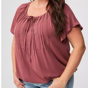 Torrid Crinkle Gauze Flutter Sleeve Top